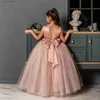 Girl's Dresses 5-14Y Teenage Bridesmaid Girl Long Evening Dress Children Kids Dresses for Girls Graduation Communion Gown Prom Party Lace Dress W0314