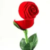 Opakowanie prezentów 2PCS Pudełka na obrączkę Róża Róża Uchwyty biżuterii nowatorskie czerwone