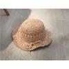 Wide Brim Hats Children's Straps Handmade Straw Hat Girls Beach Visor Baby Sun Vacation Folding Sunscreen Parent-child Cap
