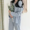 Women's Sleepwear Cotton Linen Sleepwear Set Sweet Cute Cherry Print Pajamas Vintage Kawaii Notched Pocket Home Suit ShirtTrousers Button S890 230314