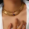 Anhänger Halsketten 65mm Kubanische Kette Rechteck Zirkon Halskette Vergoldet Edelstahl Choker Für Frau Schmuck 230313