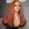 Perucas sintéticas transparentes 13x4 13x6 Lace Frontal Wig Ginger Orange Human Human Human Wigs para mulheres negras pré -arrancadas 5x5 Wig de fechamento de renda 230314