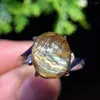 Cluster Rings Top Natural Gold Rutilated Quartz Ring Adjustable Size 925 Sterling Silver Fine Jewelry 11x9mm Party Wedding