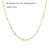 Chains 35cm-60cm 925 Sterling Silver With Gold Color Water Wave Chain Necklace Women Kids Children Girls Jewelry Kolye Collares W 1.5mmChain