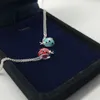 Designermarke Tiffays S925 Sterling Silber Womens Blue Red Seven Ladybug Halskette Mode vielseitige personalisierte Schmuckinsekten Anhänger mit Logo