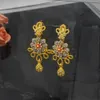 Bröllop smycken set nigeria dubai guld färg fina blommor smycken set afrikanska bröllop gåvor fest för kvinnor armband halsband örhängen ring set 230313