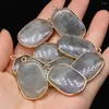 Pendant Necklaces Natural Flash Labradorite Oval Gilt Edge Necklace For Jewelry Making DIY Earrings Accessories 20x34mm