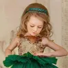 Robes de fille fleur filles princesse robe de bal Illisuion bijou cou ligne d'or papillon robe d'anniversaire