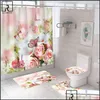 Tende per doccia tende da stampa rosa rosa blu con ganci tappetini da bagno antislip amante vasca da bagno morbido valentino casa decorazione dhz1y