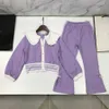 23ss designer brand kids Cappotto pantaloni set ragazze bavero Cardigan manica lunga cappotti pantaloni a zampa d'elefante Nuovi prodotti primavera autunno Abbigliamento per bambini di alta qualità