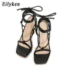 Top Platform Sandalen Dames Zomer Fashion Square Toe enkelriem Strange Heel Pumps Ladies Schoenen Maat 35-42 230306