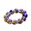 Strand Blue Amber Hand String Buddha Beads Bead Armband Herr- och kvinnors smycken Crystal Lucky Armband