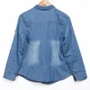 Women's Blouses 2023 Est Casual Dames Denim Blouse Spring Losse slanke jeans shirt vrouwelijke kleding met lange mouwen