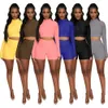 Women's Short Seamless Strethy Tracksuit Solid Color Long Sleeve Crop Top Pants Set Sexy Zipper Workout Tops Fitness Leggings 230314