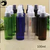 100ml Parfüm Şişesi Plastik Sprey Parfüm Şişeleri Siyah Yeşil Mavi Parfume Kozmetik Su Paketi Konteynerler 50 PCS