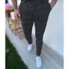 Calças masculinas Spring Autumn Man Man Casual Plaid Suit Pants Business Work Calças formais para homens Vestidos de vestido homens Slim Fit Troushers Clothing 230313