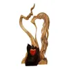 Декоративные предметы статуэтки любят вечные деревянные украшения деревянные душистые скульптуры для пары поцелуя статуя для домашних украшений 230314