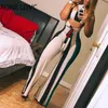 Kobiety Jumpsuits Rompers Women Chudy Striped Colorblock Lace Up Cutout Bandeau Tumpsuit Summer Sexy Romper Scossuit 230314
