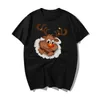 T-shirts pour hommes Funny Santa Claus Shirt Hommes Joyeux Noël T-shirts Casual Cartoon Rennes Arbre Cadeau Coton T-shirts Colthes