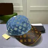 Luxe Designer Emmer Hoed Denim Ball Cap Voor Mannen Merk Vrouwen Zonnehoeden Met Bloem Brief Zomer Strand Casquette Blauwe sunbonnet