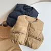 Gilet Enfants Hiver Base Solide Épaisseur Veste Garçon Cool Lâche Confortable Manteau Sans Manches Bébé Fille Mode Coton Gilets 230313