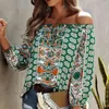 Kvinnors blusar 2023 sexiga kvinnor våren hösten ruffles chiffon toppar tees blommor plus size off axel casual femme blus skjorta befree boho