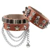 2023 PU Leather Studded Bracelet Punk Bracelet Adjustable Goth Cuff Bracelet Gothic Rivet Buckle Wristband for Men Women