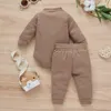 Conjuntos de ropa Kiddiezoom 8 colores nacidos Conjunto de ropa Soft Waffle Baby Boy Girl Outfits JumpsuitElastic Pants 2Pcs Ropa coreana para niños pequeños 230313