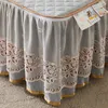 Bed Skirt Luxury Gray Lace Bed Skirt Bedspread Thick Removable Bed Skirt Style Bed Sheets Embroidery Cotton European-style Bed Spreads 230314