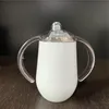 10oz sublimering sippy cup rostfritt stål mugg vin tumlar termisk överföring handtag äggkoppar isolerade kaffemugg vakuumröd