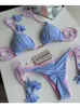 Damenbadebekleidung Neue Sexy Triangel-Bikini-Frauen-Weinlese-fester Badeanzug aushöhlen Badeanzug weiblich Push-Up-Badeanzug mit hohem Schnitt Beachwear