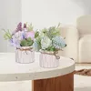 Dekorativa blommor mini konstgjorda hortensia bukett blomma bonsai med vas växt för fest bröllop bord mittpieces dekoration prydnad