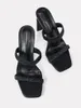 Sandaler 116799Temperament mode kvinnors skor elastiska bälte veckade fyrkantiga huvud öppna tå avslappnad tjock häl stora höga tofflor
