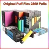 Original Puff Flex 2800 Puffs Kits de cigarettes jetables Vape Pen E 10ML Vapes Pod Device 5% 10ml 1500mah VS Bang Elux infinity ESCO BARS