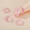 Korean Colorful Transparent Resin Acrylic Rings Set for Women Trendy Geometric Square Round Ring Wedding Jewelry