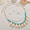 Pendant Necklaces Boho Women Statement Blue Beaded Shell Necklace Charm Natural Sea Summer Beach Jewelry Collier Coquillage