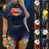 Sommer Frauen Trainingsanzüge Casual Zwei Stücke Set 2023 Neue Mode Druck Kurzen ärmeln Shorts Zwei-stück Anzug Für damen