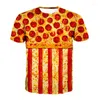 Men's T Shirts SOSHIRL United States Flag Pizza T-Shirt Lifelike 3d Funny Summer Unisex Couple Classic Tee Sausage Hip-hip Tops