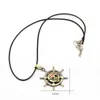 Pendentif Colliers Style Punk One Piece Skull Chain Collier Vintage Bronze Couleur Anime Hip Hop Déclaration pour hommes Bijoux masculins