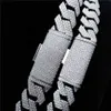 Fullt inställning S925 VVS Moissanite Diamond 18mm Prong Iced Out Custom Cuban Link Chain Hip Hop Jewelry