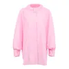 Blouses voor dames shirts yong stijl streetwear bf losse dames 2023 stijlvolle gegolfde kraag lantaarn mouw zoet roze dames single breasted s s
