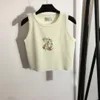 23SS Women Designer T -shirt Vest Knits T -shit met Flora Beading Letter Crop Tops Summer Runway High End Custom Luxury Brand Stretch Mouweless Camisole Jumper Pullover