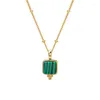 Chains 2023 Arrival Pure 925 Silver Gold Plated Necklace Chic Simple Malachite Pendant Beads Chain Jewelry For Women Gift