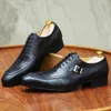 Luxus-Leder-Herren-Kleiderschuhe für Büro, Business, Hochzeit, formelle Schuhe, braun, schwarz, Schnürung, Schnalle, spitzer Zehenbereich, Oxford-Schuhe für Herren