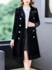 Women's Trench Coats Large Size Women's Double Breasted Jacket 2023 Autumn Winter High End Velvet Coat Mother Thickened Mid Length