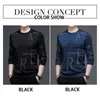 Men's T-Shirts BROWON Sprign Autumn Black T Shirt Men Long Sleeve O-neck Collar Fashion Trend Letter Print Slim T-shirt for Men Street Wear 230313