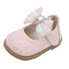 First Walkers 11-15cm High Quality Sequined Cloth Infant First Walkers Solid Beige Pink Toddler Girls Dress Shoes For Little Princess Party 230314