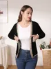 Women's Knits Tees Tricot Outerwear Crochet Top Black Cropped Korean Fashion Style Cardigan Female Vneck Knitted Ladies Sweaters Blouses 230313
