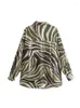 Blouses Femmes Chemises pour femmes Tops 2023 Mode Zebra Animal Print Chemise avec poches plaquées Femmes Col à revers à manches longues Bouton en vrac