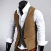 Mens Vests Men Formal Waistcoat Vest Business Solid Color Single Button Vest Gilet Fake Twopieces V Neck Casual Slim Chaleecos Para Hombre 230313